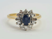 Load image into Gallery viewer, 0685: Exceptional 18ct Cornflower Blue Sapphire Diamonds Flower Head Ring- Date Mark 1988
