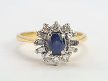 Load image into Gallery viewer, 0685: Exceptional 18ct Cornflower Blue Sapphire Diamonds Flower Head Ring- Date Mark 1988
