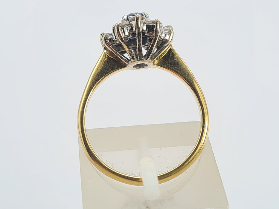6315  Exceptional 18ct Cornflower Blue Sapphire Diamonds Flower Head Ring- From 1988