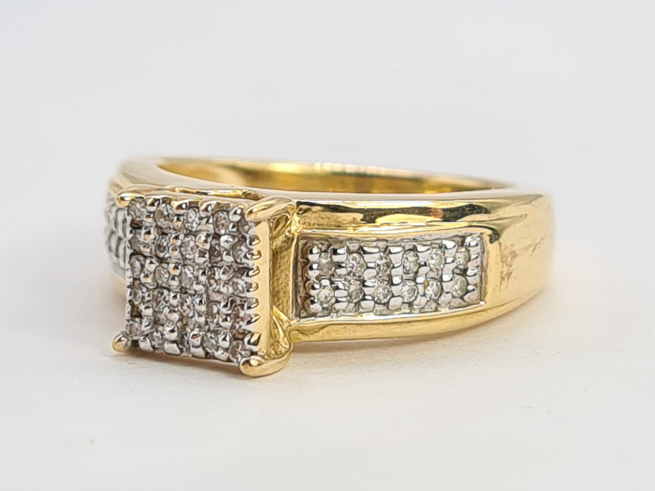 6277 Vintage 9ct Gold 49 Natural Diamonds (1ct) Geometric Set Ring