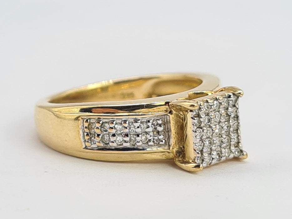 6277 Vintage 9ct Gold 49 Natural Diamonds (1ct) Geometric Set Ring