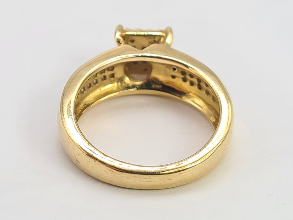 6277 Vintage 9ct Gold 49 Natural Diamonds (1ct) Geometric Set Ring