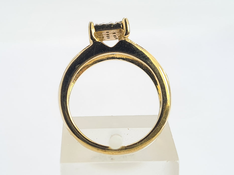 6277 Vintage 9ct Gold 49 Natural Diamonds (1ct) Geometric Set Ring