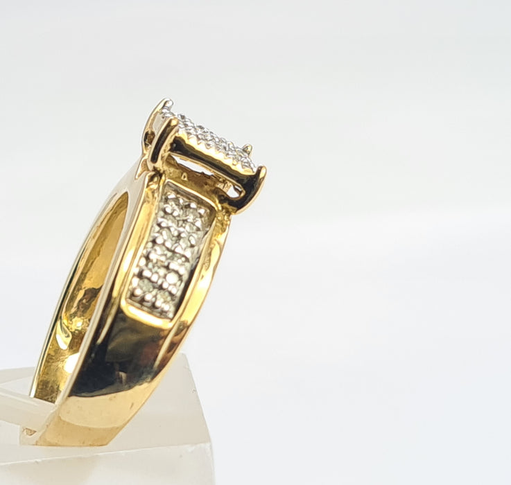 6277 Vintage 9ct Gold 49 Natural Diamonds (1ct) Geometric Set Ring