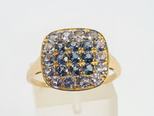 Load image into Gallery viewer, 0692: Vintage: 9ct Gold Amethysts Blue Diamonds Cocktail Ring- exquisite symmetry
