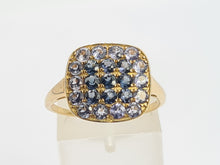 Load image into Gallery viewer, 0692: Vintage: 9ct Gold Amethysts Blue Diamonds Cocktail Ring- exquisite symmetry
