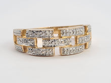 Load image into Gallery viewer, 0694:Vintage: 9ct Gold Diamonds Encrusted&nbsp; Openwork Band- Greek key design, sparkling eye candy
