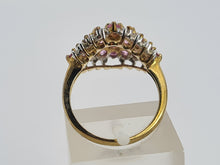 Load image into Gallery viewer, 0697: Vintage; 9ct Gold 25 Pink Rubies Diamonds Cluster Ring- Barbie beauty
