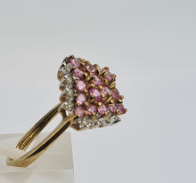 Load image into Gallery viewer, 0697: Vintage; 9ct Gold 25 Pink Rubies Diamonds Cluster Ring- Barbie beauty
