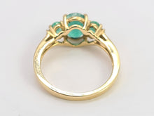 Load image into Gallery viewer, 0705: Vintage; 9ct Gold Art Deco Style Emeralds Diamonds Ring- evocative greens
