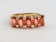 Load image into Gallery viewer, 0706: Vintage Rare; 9ct Gold 5 Fiery Orange Sapphires Stacker/Dress Ring
