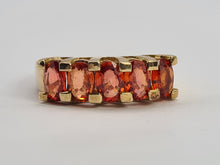 Load image into Gallery viewer, 0706: Vintage Rare; 9ct Gold 5 Fiery Orange Sapphires Stacker/Dress Ring
