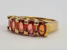 Load image into Gallery viewer, 0706: Vintage Rare; 9ct Gold 5 Fiery Orange Sapphires Stacker/Dress Ring
