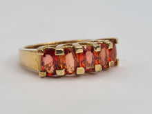 Load image into Gallery viewer, 0706: Vintage Rare; 9ct Gold 5 Fiery Orange Sapphires Stacker/Dress Ring
