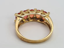 Load image into Gallery viewer, 0706: Vintage Rare; 9ct Gold 5 Fiery Orange Sapphires Stacker/Dress Ring
