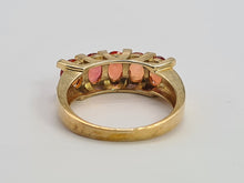 Load image into Gallery viewer, 0706: Vintage Rare; 9ct Gold 5 Fiery Orange Sapphires Stacker/Dress Ring
