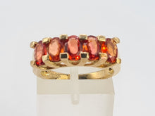 Load image into Gallery viewer, 0706: Vintage Rare; 9ct Gold 5 Fiery Orange Sapphires Stacker/Dress Ring
