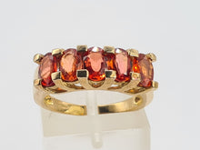 Load image into Gallery viewer, 0706: Vintage Rare; 9ct Gold 5 Fiery Orange Sapphires Stacker/Dress Ring
