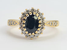 Load image into Gallery viewer, 0751: Vintage: 18ct Gold Australian Blue Sapphire 22 Diamonds Ring
