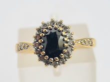 Load image into Gallery viewer, 0751: Vintage: 18ct Gold Australian Blue Sapphire 22 Diamonds Ring
