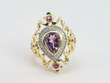 Load image into Gallery viewer, 0428: Vintage: Exceptional 14ct Gold Amethyst 8 Diamonds Art Deco Style Ring
