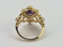 Load image into Gallery viewer, 0428: Vintage: Exceptional 14ct Gold Amethyst 8 Diamonds Art Deco Style Ring
