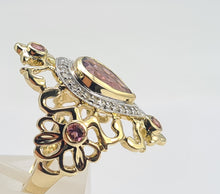 Load image into Gallery viewer, 0428: Vintage: Exceptional 14ct Gold Amethyst 8 Diamonds Art Deco Style Ring
