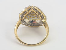 Load image into Gallery viewer, 0758: Vintage: 9ct Gold Yellow &amp; White Diamonds Cocktail Ring- 105 natural, sparkling diamonds.
