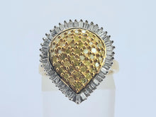 Load image into Gallery viewer, 0758: Vintage: 9ct Gold Yellow &amp; White Diamonds Cocktail Ring- 105 natural, sparkling diamonds.
