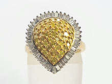 Load image into Gallery viewer, 0758: Vintage: 9ct Gold Yellow &amp; White Diamonds Cocktail Ring- 105 natural, sparkling diamonds.
