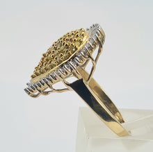 Load image into Gallery viewer, 0758: Vintage: 9ct Gold Yellow &amp; White Diamonds Cocktail Ring- 105 natural, sparkling diamonds.
