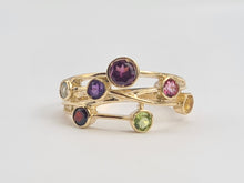 Load image into Gallery viewer, 0209: Vintage: Abstract 9ct Gold Multi-Gemstones Cocktail Ring- lovely colour array
