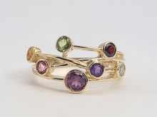 Load image into Gallery viewer, 0209: Vintage: Abstract 9ct Gold Multi-Gemstones Cocktail Ring- lovely colour array
