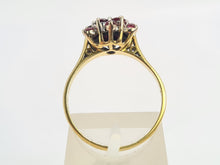 Load image into Gallery viewer, 0676: Vintage: 18ct Gold Rich Red Rubies Cluster Ring- Date- Mark 1974
