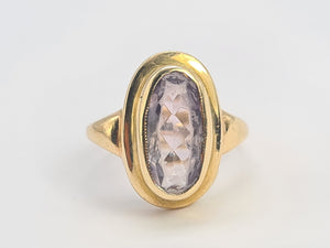 0701:  Vintage & Old 9ct Gold Lilac Amethyst Bezel Set Ring- lovely mature stone