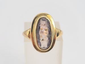 0701:  Vintage & Old 9ct Gold Lilac Amethyst Bezel Set Ring- lovely mature stone