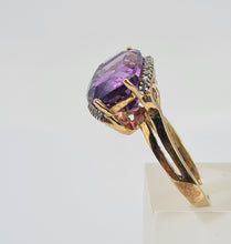 Load image into Gallery viewer, 0727: Vintage: Rare 9ct Gold Rectangular Cushion Cut Purple Amethyst 18 Diamonds Cocktail Ring- marvellous&nbsp;
