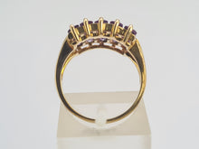 Load image into Gallery viewer, 0358: Vintage: Rare 9ct Gold 10 Emerald Cut Amethysts Cocktail Ring - statement, nice weight
