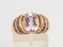 Load image into Gallery viewer, 0534: Vintage; 9ct Gold Lilac Amethyst Pink Topaz Statement Cocktail Ring
