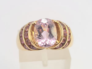 0534: Vintage; 9ct Gold Lilac Amethyst Pink Topaz Statement Cocktail Ring