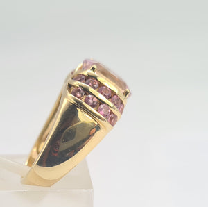 0534: Vintage; 9ct Gold Lilac Amethyst Pink Topaz Statement Cocktail Ring