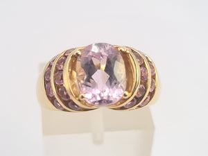 0534: Vintage; 9ct Gold Lilac Amethyst Pink Topaz Statement Cocktail Ring