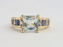 Load image into Gallery viewer, 0536: Vintage: 9ct Gold Blue Aquamarines Blue Iolites Ring- beautifully paired
