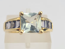 Load image into Gallery viewer, 0536: Vintage: 9ct Gold Blue Aquamarines Blue Iolites Ring- beautifully paired
