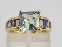 Load image into Gallery viewer, 0536: Vintage: 9ct Gold Blue Aquamarines Blue Iolites Ring- beautifully paired
