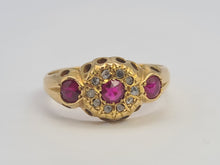 Load image into Gallery viewer, 0668: Antique: 18ct Gold Rubies Diamonds Dress Ring- Date- Mark 1911
