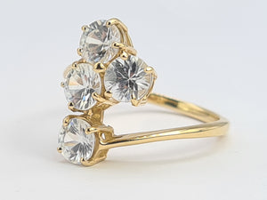 0719: Vintage: 9ct Gold Abstract Glacier Topaz Cocktail Ring- crisp, clean, sparkling