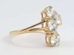 0719: Vintage: 9ct Gold Abstract Glacier Topaz Cocktail Ring- crisp, clean, sparkling