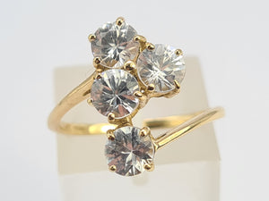 0719: Vintage: 9ct Gold Abstract Glacier Topaz Cocktail Ring- crisp, clean, sparkling