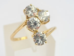 0719: Vintage: 9ct Gold Abstract Glacier Topaz Cocktail Ring- crisp, clean, sparkling